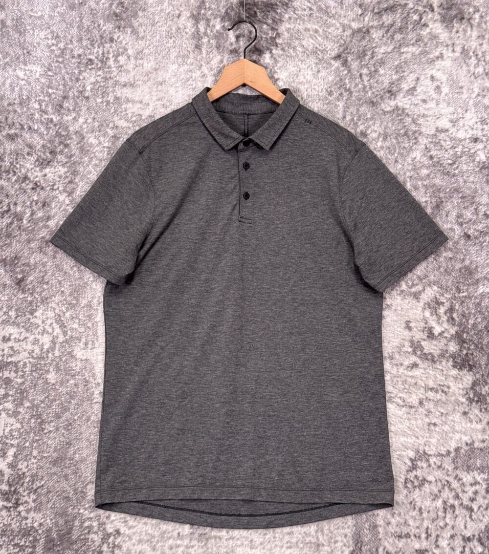 Lululemon Evolution Polo Shirt Medium Mens Gray Short Sleeve